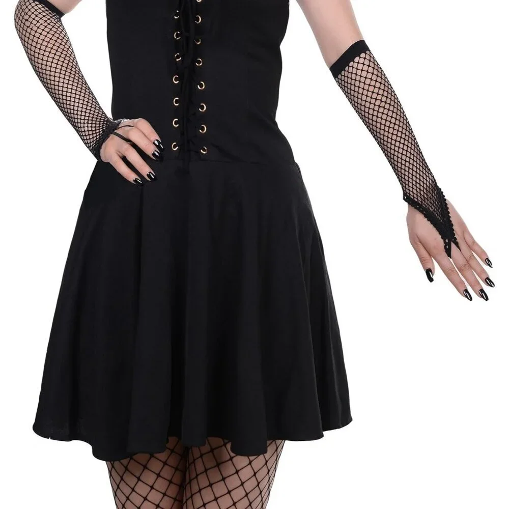 Women's Fishing Halloween Black 14 Net Gloves Fingerless Gothic Accessories